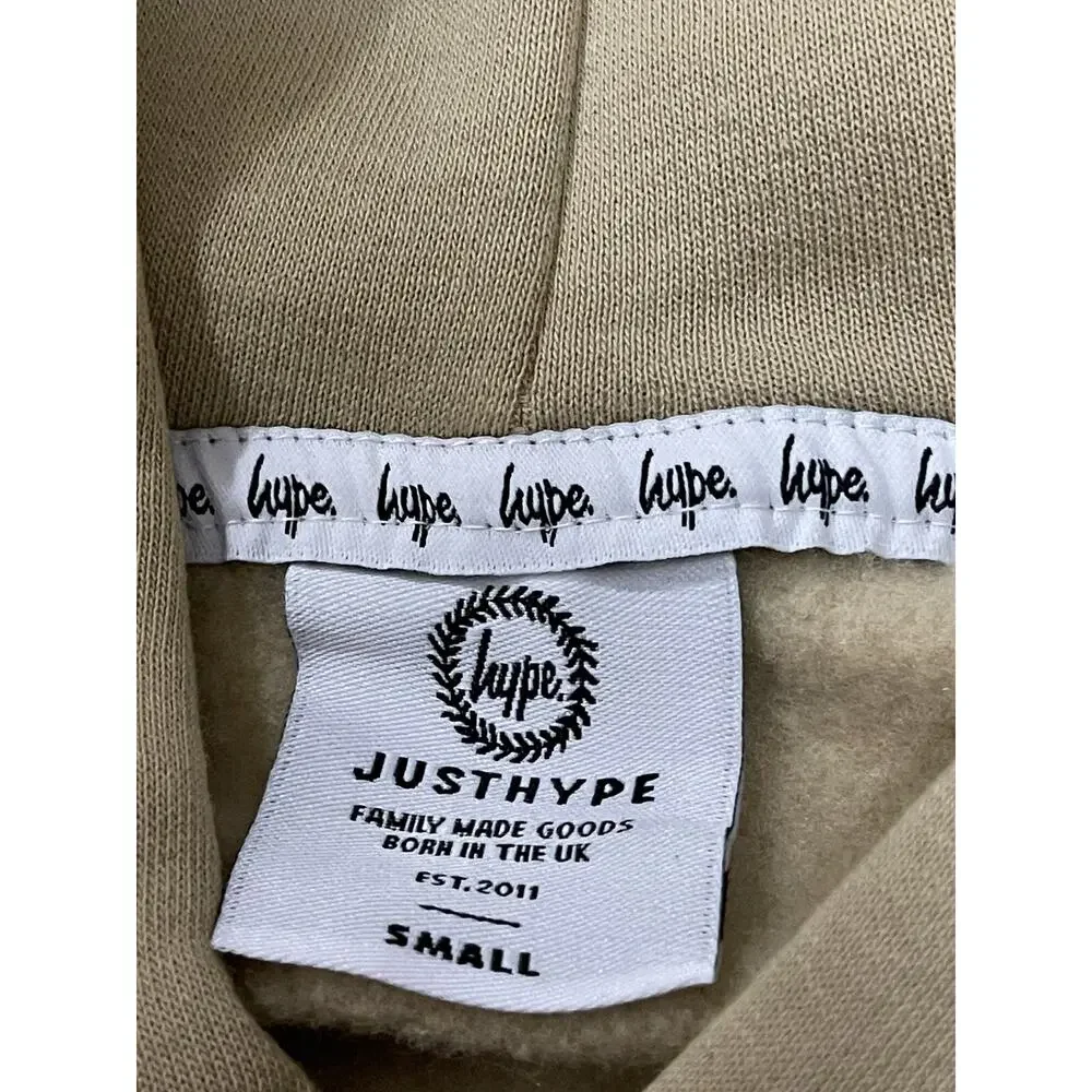 Just Hype Hoodie Womens Small Sweatshirt Beige Pullover Long Sleeve N133